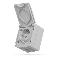 VIDEX BINERA IP65 розетка зовнішня одинарна із заземленням сіра