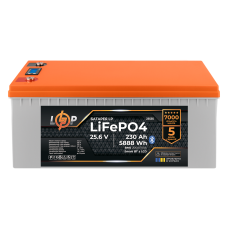 Акумулятор LP LiFePO4 25,6V - 230 Ah (5888Wh) (BMS 200A/100А) пластик LCD Smart BT