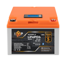 Акумулятор LP LiFePO4 12,8V - 32 Ah (410Wh) (BMS 40А/32A) пластик LCD Smart BT