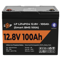 Акумулятор LP LiFePO4 12V (12,8V) - 100 Ah (1280Wh) (Smart BMS 100А) з BT пластик