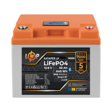 Акумулятор LP LiFePO4 12,8V - 50 Ah (640Wh) (BMS 80А/50A) пластик LCD Smart BT