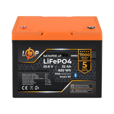 Акумулятор LP LiFePO4 25,6V - 32 Ah (820Wh) (BMS 40A/32А) пластик Smart BT