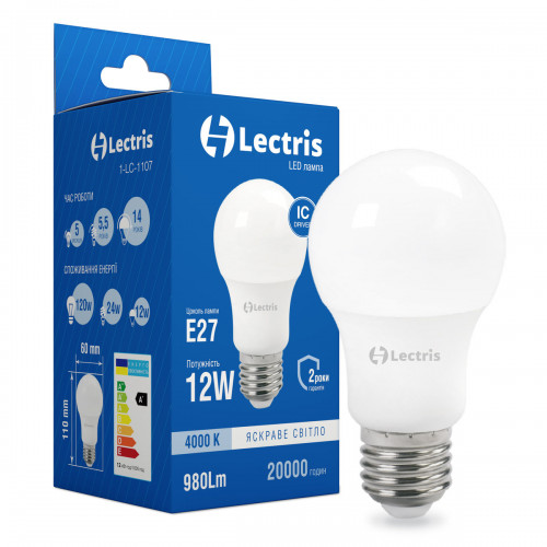 Лампа LED Lectris A60 12W 4000K 220V E27