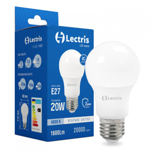 Лампа LED Lectris A65 20W 4000K 220V E27