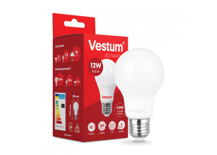 Лампа LED Vestum A60 12W 4100K 220V E27