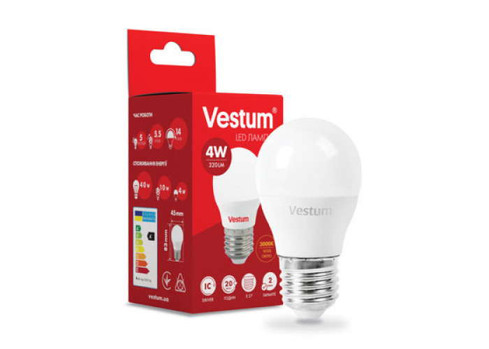 Лампа LED Vestum G45 4W 3000K 220V E27