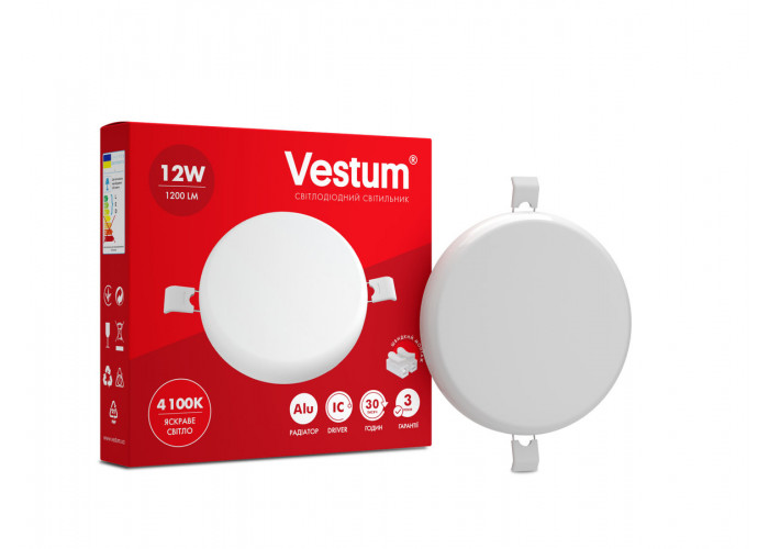 Светильник LED без рамки круг Vestum 12W 4100K