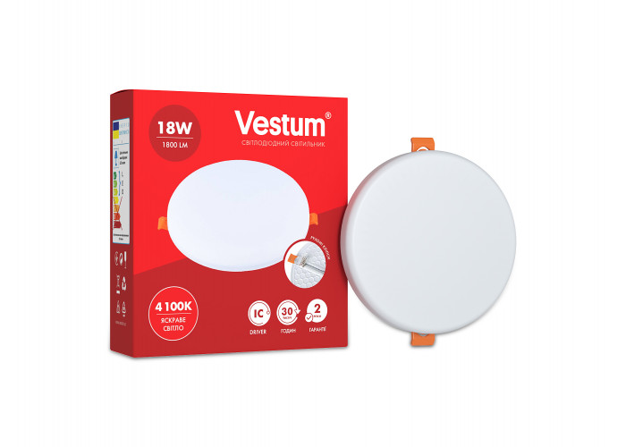 Светильник LED без рамки круг Vestum 18W 4100K