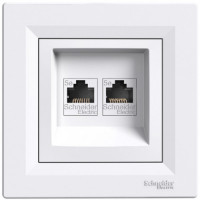 Розетка компьютерная, RJ45, кат.5е, UTP, двойная, белая, Asfora EPH4400121