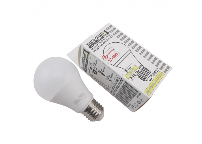 Светодиодная лампа LED Bulb A60-9W-E27-(AC/DC 12-48V)-4000K-810L ICCD
