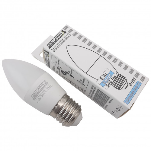 Светодиодная лампа LED Bulb-C37-6W-E27-220V-6500K-540L ICCD