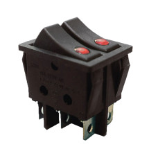 KCD2-2101EN R+R/B 220V Перемикач 2 клав. червоний з підсвіткою TNSy