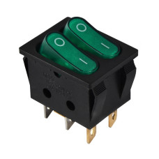 KCD2-5-2101N G+R/B 220V Перемикач 2 клав, зелений з підсвічуванням TNSy