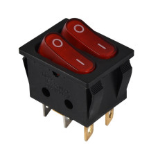 KCD2-5-2101N R+R/B 220V Перемикач 2 клав. червоний з підсвіткою TNSy