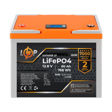 Аккумулятор LP LiFePO4 12,8V - 60 Ah (768Wh) (BMS 80A/40А) пластик LCD для ИБП