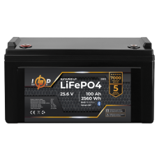 Аккумулятор LP LiFePO4 25,6V - 100 Ah (2560Wh) (BMS 80A/80А) пластик Smart BT