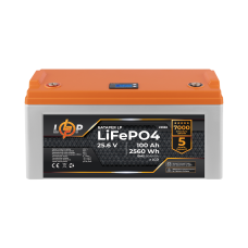 Аккумулятор LP LiFePO4 25,6V - 100 Ah (2560Wh) (BMS 80A/40А) пластик LCD для ИБП