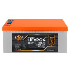 Аккумулятор LP LiFePO4 LCD 24V (25,6V) - 230 Ah (5888Wh) (BMS 200A/100A) пластик