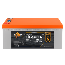 Аккумулятор LP LiFePO4 LCD 24V (25,6V) - 230 Ah (5888Wh) (BMS 150A/75A) пластик